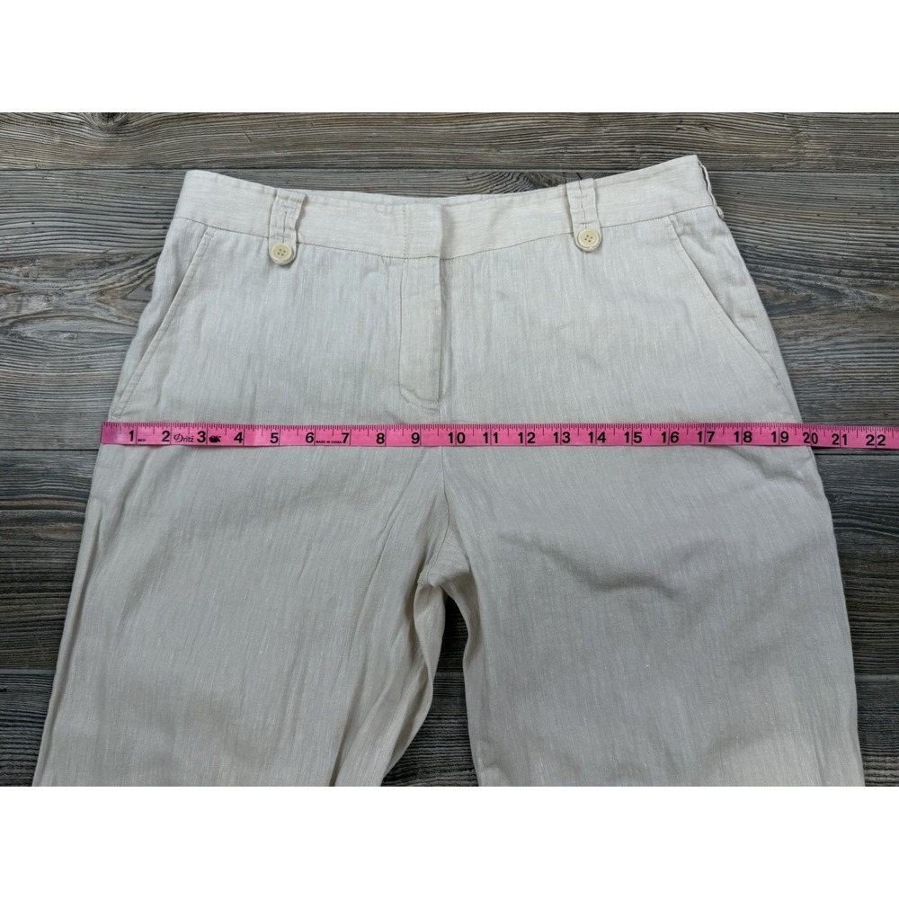 BCBG Maxazria Trouser Pants Beige Linen Blend Wide Leg Size 8 Coastal Preppy - Picture 8 of 13